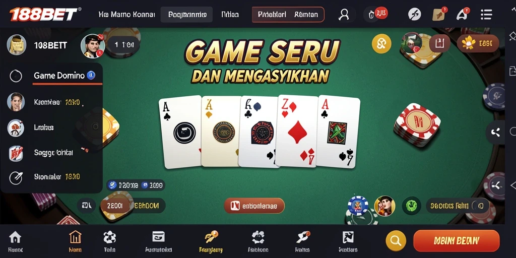 Tampilan gameplay Domino yang seru dan mendebarkan di 188BET.