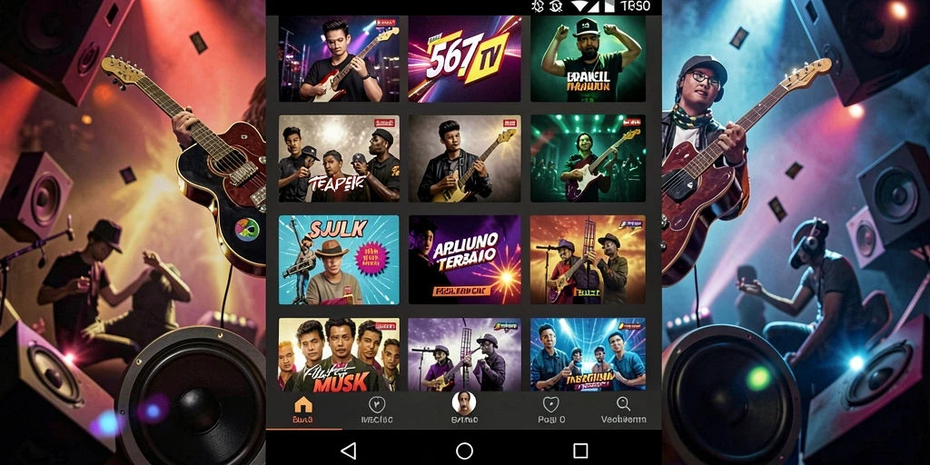 Tampilan gameplay 567TV yang menarik dengan berbagai genre musik.