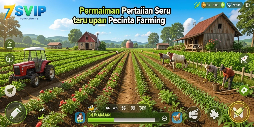 Tangkapan layar gameplay 7SVIP saat bertani dan merawat tanaman.