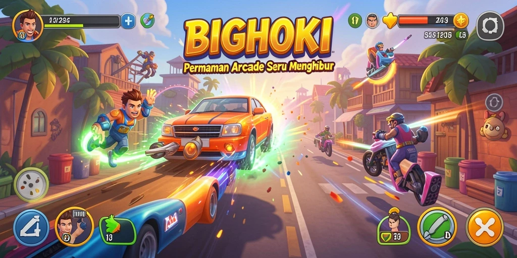 Screenshot seru dari gameplay BIGHOKI yang menampilkan aksi seru di level tinggi.