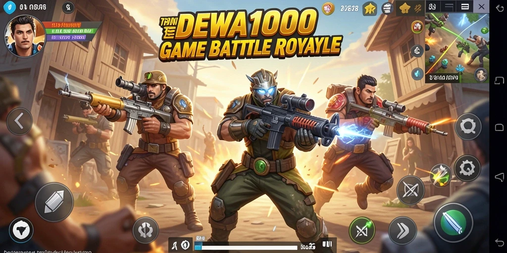 Screenshot gameplay DEWA1000 yang menampilkan pertempuran intens dalam misi Battle Royale.
