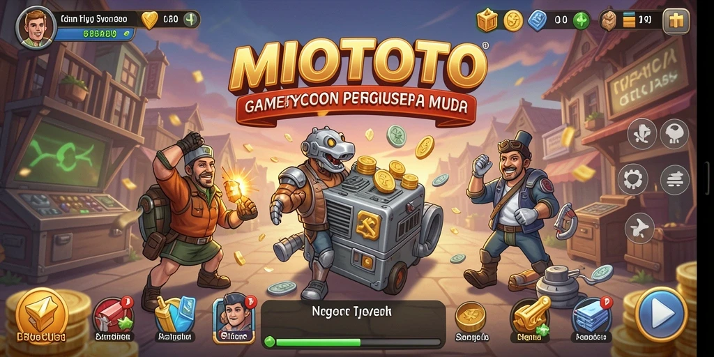 Tampilan gameplay MIOTOTO menunjukkan bisnis yang sedang berkembang dengan grafis yang menarik.
