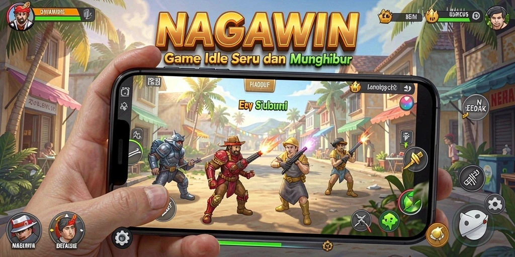 Screenshot permainan NAGAWIN menampilkan gameplay Idle yang menarik.