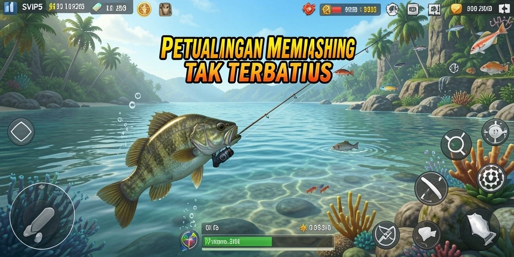 Tampilan gameplay memancing yang memukau dan realistis.
