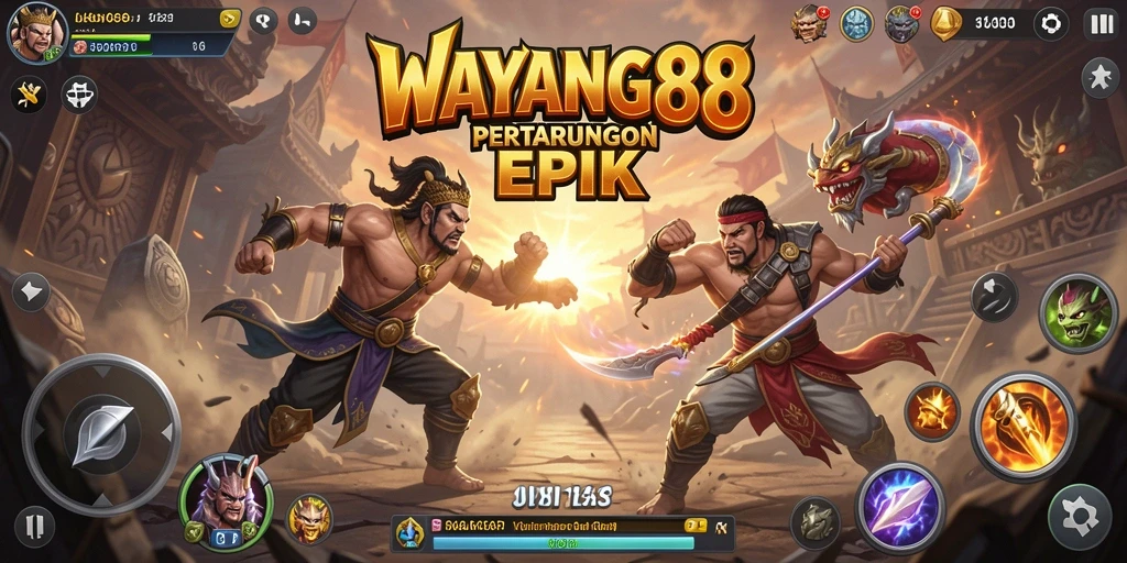 Screenshot menunjukkan pertarungan seru di WAYANG88.