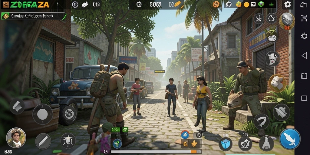 Tampilan gameplay virtual ZOFAZA yang menarik dan interaktif.